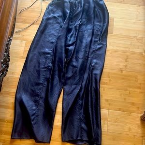 Grey elastic waist silk pants